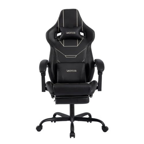 Gaming Stuhl Mit Fußstütze, Gaming Chair, Bürostuhl Ergonomisch Mit Lendenwirbelstütze Und Kopfstütze, Gamer Stuhl Chefsessel Mit 90-155° Rückenlehne, Gamingstuhl, Racing Gaming Sessel, PC Stuhl von EUBSWA