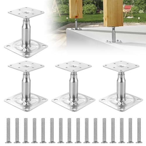Pfostenträger Höhenverstellbar 100-130mm 4 Stück, Pfostenträger mit 16 Verzinkt Schraube, Stütze Bodenfuß Regulierbar zum Aufschrauben Pfostenträger Höhenverstellbar 100-130mm 4 Stück, Pfostenträger mit 16 Verzinkt Schraube, Stütze Bodenfuß Regulierbar zum Aufschrauben von EUBSWA