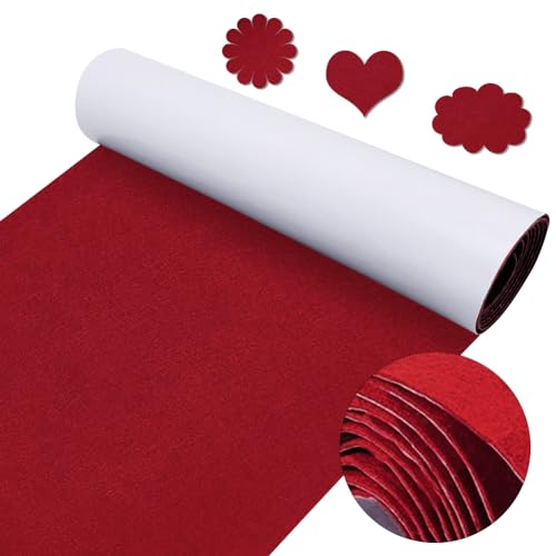 220x40cm Selbstklebender Rückseite Stick Filz, EUBSWA Adhesive Filzblätter Fabric für DIY Box Liner, Bilderrahmen, Stuhlbeine, 1mm Dicke (Rot) von EUBSWA