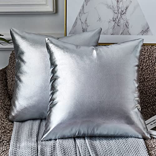 EUCIOR Glitzernde silbergraue Kissen, dekorative Kissenbezüge, Kissenbezug, Kissenhülle 50x50 cm, für Zuhause, Sofa, Couch, Stuhl, Rücksitz, Schlafzimmer, Auto, Sternenhimmel, 2 Stück (Silber) von EUCIOR