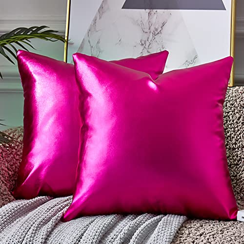 EUCIOR Hot Pink Dekokissen, rote Kissenbezüge, 45,7 x 45,7 cm, Kissenbezüge, Neon-Kissen, dekoratives Kissen, rote Wurfkissen für Couch, 2er-Set, Hot Pink von EUCIOR