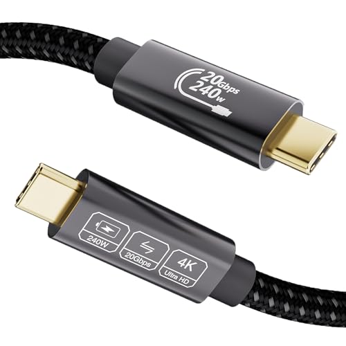 EUDOBEL USB C 3.2 Kabel 20Gbps 240W,Schnellladekabel USB C auf USB C Kabel 1m,USB C Videokabel 4K@144Hz 5K@60Hz für Thunderbolt 4/3,iPhone16,iPhone15, MacBook,USB C Monitor, VR,Switch,SSD von EUDOBEL