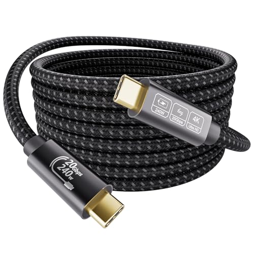 EUDOBEL USB C Kabel 5m 5K@60Hz 4K@144Hz USB C Video Kabel,PD 3.1 240W 5A,USB C auf USB C 3.2 Datenkabel 20Gbps für Thunderbolt 4/3, iPhone16,iPhone15, Switch,MacBook,USB C Monitor,VR,SSD von EUDOBEL