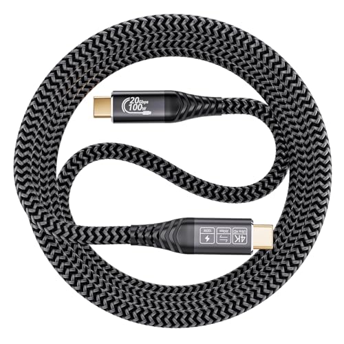 EUDOBEL 20Gbps USB C Kabel 4m, USB C auf USB C Videokabel 4K@144Hz 5K@60Hz, PD 3.0 100W 20V/5A, USBC 3.2 Gen2 Datenkabel für Thunderbolt 4, Thunderbolt 3, iPhone 16/15 MacBook, Switch, VR, SSD von EUDOBEL