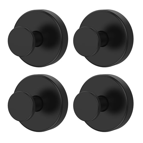 EUDUQ 4 Stück Saugnapf Haken Extra Stark, Handtuchhaken ohne Bohren,Wasserdicht & Rostfrei HandtuchhalterSaugnapf,Edelstahl Saugnapfhaken für Bad und Küche(Schwarz) von EUDUQ
