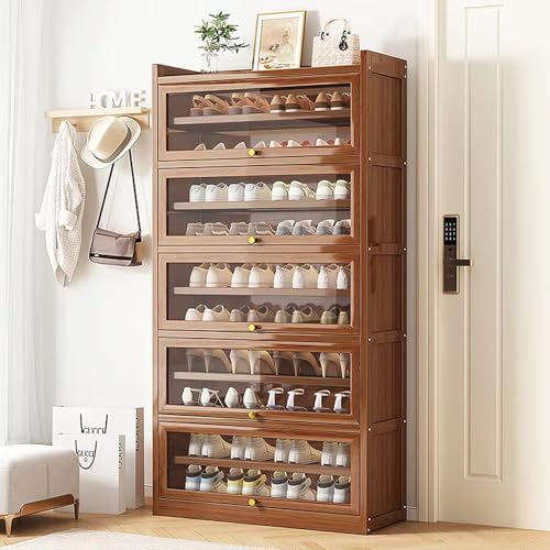 EUEIQCBZ Bambusschuhschrank mit 5 Fliptüren verstellbare Regale Platz sparende Lagerung für 50 Paar Schuhe Bücher und Spielzeug EUEIQCBZ Bambusschuhschrank mit 5 Fliptüren verstellbare Regale Platz sparende Lagerung für 50 Paar Schuhe Bücher und Spielzeug von EUEIQCBZ