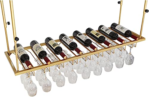EUEIQCBZ Deckenmagnierte Weinregal, Weinflaschenhalter, hängende Stielbalchen, Glasdisplay -Racks, schwimmender Organisator, für Küche, Home Bar (Größe: 120 x 35 cm) von EUEIQCBZ