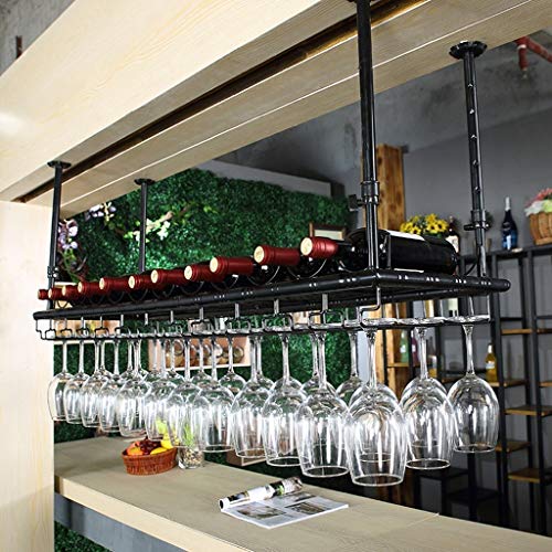 EUEIQCBZ Einstellbare Höhendecke Weinregal Industrial Vintage Bar Counter Weinglas Rack Metall Weinflaschenhalter Hanging Stemware Rack für Home Bar Decor (Größe: 80 × 35 cm) von EUEIQCBZ