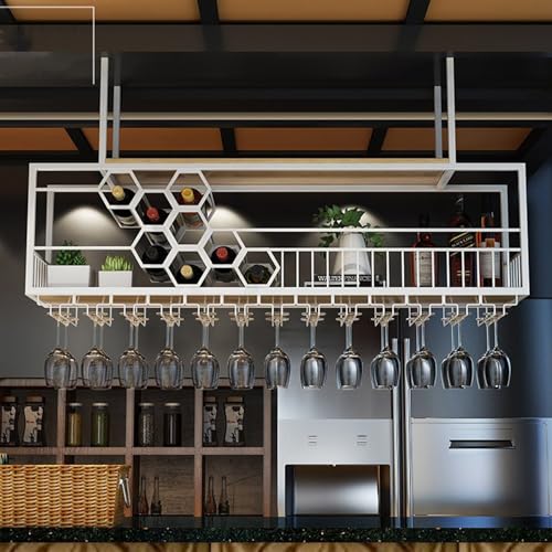EUEIQCBZ Moderne Wandmontagewein -Display -Rack mit hängendem Weinglashalter Industrial Iron Art Gold 150x30x40 cm von EUEIQCBZ