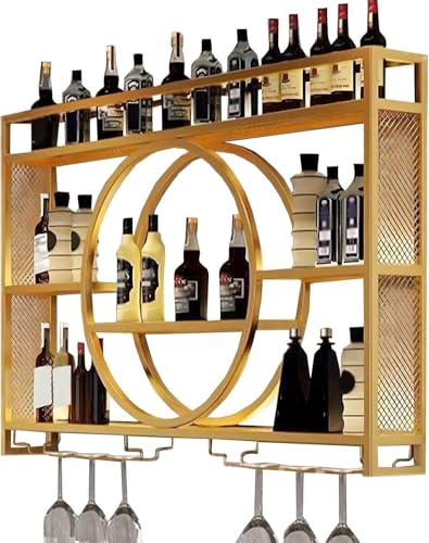 EUEIQCBZ Moderne goldene Wandmontagewein- und Glas -Display -Rack 100 cm schwimmender Eisenständer für Champagner- und Stielwarenlager in Bar oder Restaurant von EUEIQCBZ