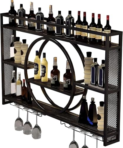 EUEIQCBZ Moderne goldene Wandmontagewein- und Glas -Display -Rack 100 cm schwimmender Eisenständer für Champagner- und Stielwarenlager in Bar oder Restaurant von EUEIQCBZ