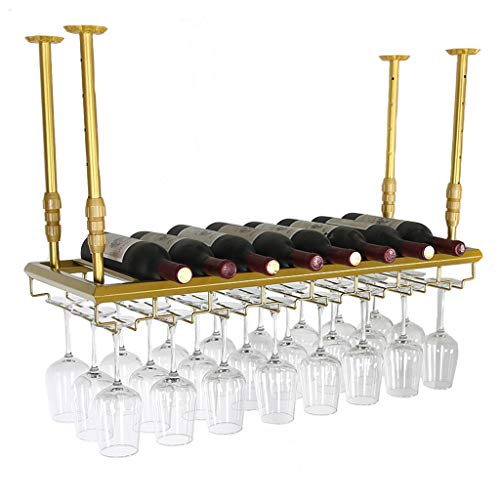 EUEIQCBZ Retro Home/Bar Weinflaschenhalter mit Stammwarenhalter | Wandhänge Metall Weinflaschenhalter | Industrielle Vintage Weinglas Rack Height verstellbare Bar Schrank Küchenorganisator Ho von EUEIQCBZ