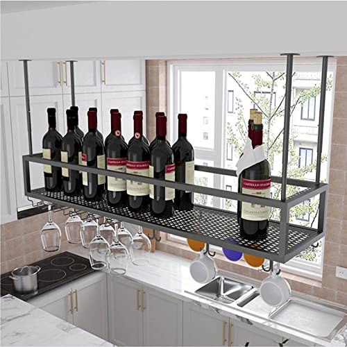 EUEIQCBZ Unter Schrank Weinglashalter, Openwork -Goblet -Halter, Black Metal Hanging Wine Flaschenregal für Küchenschrank Bars Restaurants Küchen (Größe: 120x25x21cm) von EUEIQCBZ