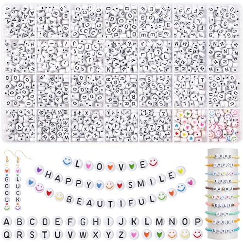 EUES Buchstabenperlen zum Armbänder,7mm A-Z Buchstaben Perlen Set,Rund Buchstaben Perlen für Auffädeln, Alphabet Perlen für Schmuckherstellung DIY Armbänder Halsketten Handwerk EUES Buchstabenperlen zum Armbänder,7mm A-Z Buchstaben Perlen Set,Rund Buchstaben Perlen für Auffädeln, Alphabet Perlen für Schmuckherstellung DIY Armbänder Halsketten Handwerk von EUES