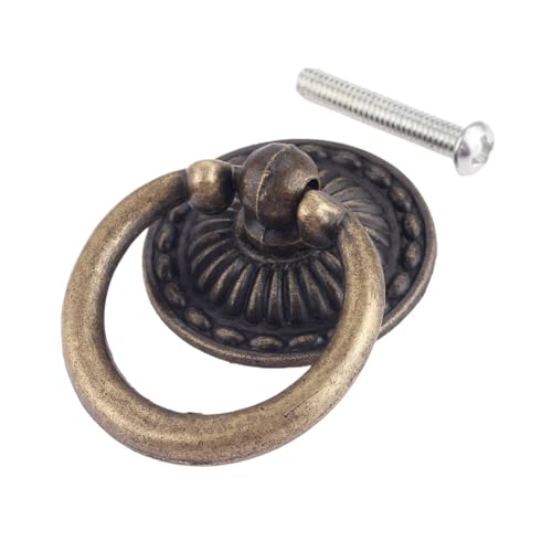 EUETVEXERK 1 STÜCK Antike Bronze Holzkiste Ringknopf Möbelgriffe Vintage Schrankknöpfe und Griffe Türschrank Pull for Schraube Dekor Schranktürgriff von EUETVEXERK