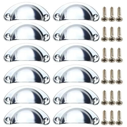 EUETVEXERK 12 STÜCKE Retro Küche Schubladenschrank Türgriff Möbelknöpfe Handware Schrank Eisen Antike Shell Zuggriffe Schranktürgriff(Chrome) von EUETVEXERK