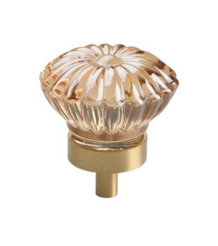 EUETVEXERK Messing Naturstein Knauf Schrankgriff Kristall Ziehgriffe Schrankknopf for Möbel Schubladengriff Kommode Champagn Schranktürgriff(Daisy shape-1) von EUETVEXERK