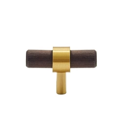 EUETVEXERK Messing und Walnussholz Kleiderschrank Türgriffe Moderner Luxusschrank Weinschrank Schuhschrank Nordische Schublade Einloch Goldgriffe Schranktürgriff(T-Single-50mm) von EUETVEXERK