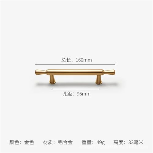 EUETVEXERK Moderner minimalistischer Kleiderschrankgriff in Gold, Schranktürgriff for Küchenschubladen oder Möbelbeschläge im amerikanischen Light-Luxus-Stil Schranktürgriff(Tea Gold-96mm) von EUETVEXERK