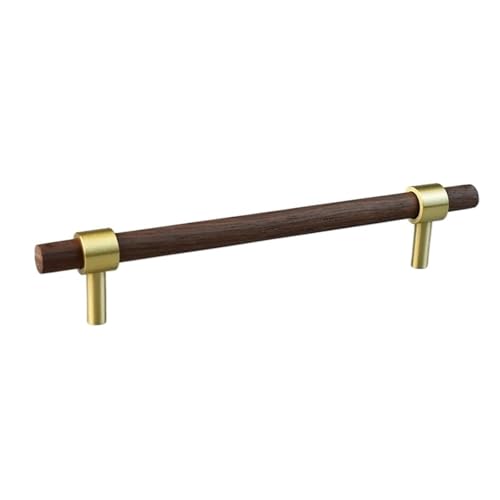 EUETVEXERK Nordische moderne Küchenschrankgriffe, Goldmessing, schwarzer Nussbaum, Möbelgriffe, Schrank, Kleiderschrank, Schublade, Tür, Holzknöpfe Schranktürgriff(160mm Black walnut) von EUETVEXERK