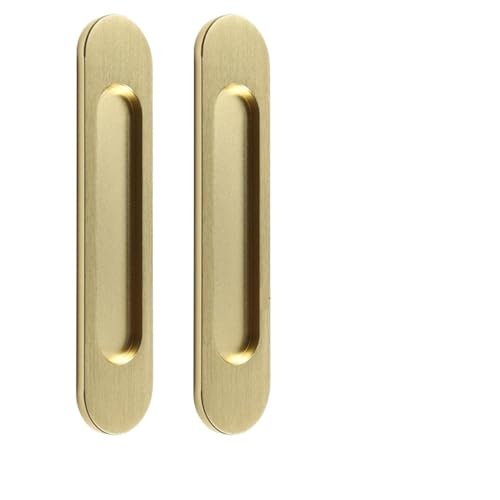 EUETVEXERK Schiebetürgriff einfügen Küchentür Scheunentor Aluminiumtür Glasschiebetür ohne Stanzen Schiebetürverschluss Schranktürgriff(ZE16goldenround2pcs) von EUETVEXERK