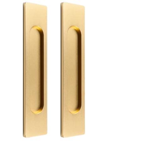 EUETVEXERK Schiebetürgriff einfügen Küchentür Scheunentor Aluminiumtür Glasschiebetür ohne Stanzen Schiebetürverschluss Schranktürgriff(ZE16goldensquare2pcs) von EUETVEXERK