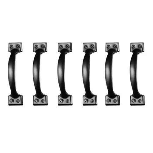 EUETVEXERK Türgriffe Griffe Zugknöpfe Schrank Schubladengriffe Scheunenschrankknopf Kommode Schiebemöbel aus schwarzem Metall und Eisen Schranktürgriff(Black 6pcs) von EUETVEXERK