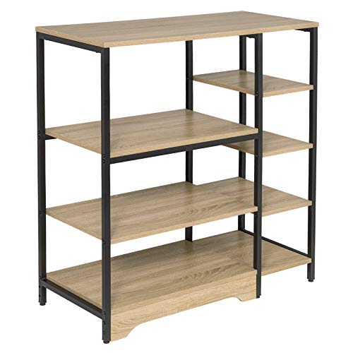 EUGAD Küchenregal Mikrowellenhalter Bäckerregal Standregal Multifunktionales Regal MDF Metall 90x40x95cm, Hell Eiche von EUGAD