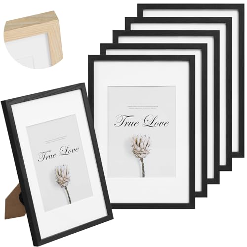 EUGAD 5er Set Bilderrahmen 13x18 cm, Massivholzrahmen mit Passepartout, Fotorahmen mit bruchsicherem Acrylglas, zum Aufhängen & Aufstellen, für Fotos Bilder, Schwarz EUGAD 5er Set Bilderrahmen 13x18 cm, Massivholzrahmen mit Passepartout, Fotorahmen mit bruchsicherem Acrylglas, zum Aufhängen & Aufstellen, für Fotos Bilder, Schwarz von EUGAD