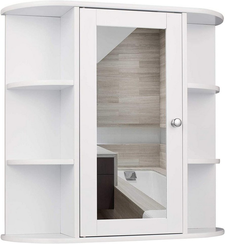 EUGAD Badezimmerspiegelschrank (1-St) Hängeschrank mit Ablage aus Holz weiß von EUGAD