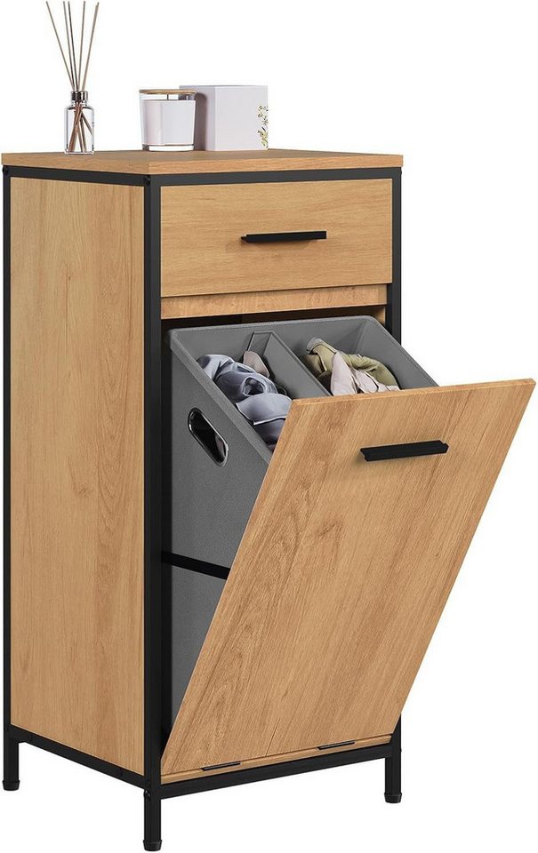 EUGAD Badkommode (1 St), Badezimmerschrank mit faltbarem Wäschesack, 38x80x34cm von EUGAD