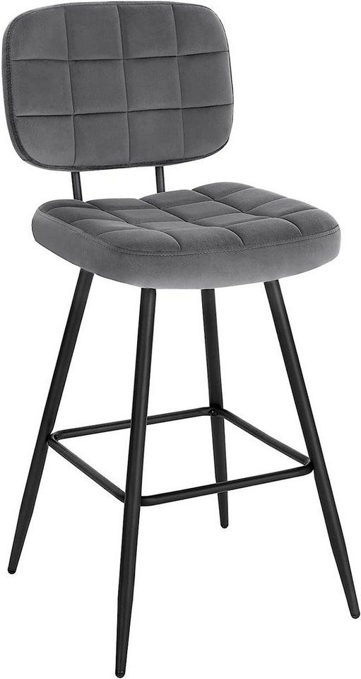 EUGAD Barhocker (1 St), Barstuhl Küchenstuhl mit Rückenlehne Fußstütze, Samt von EUGAD