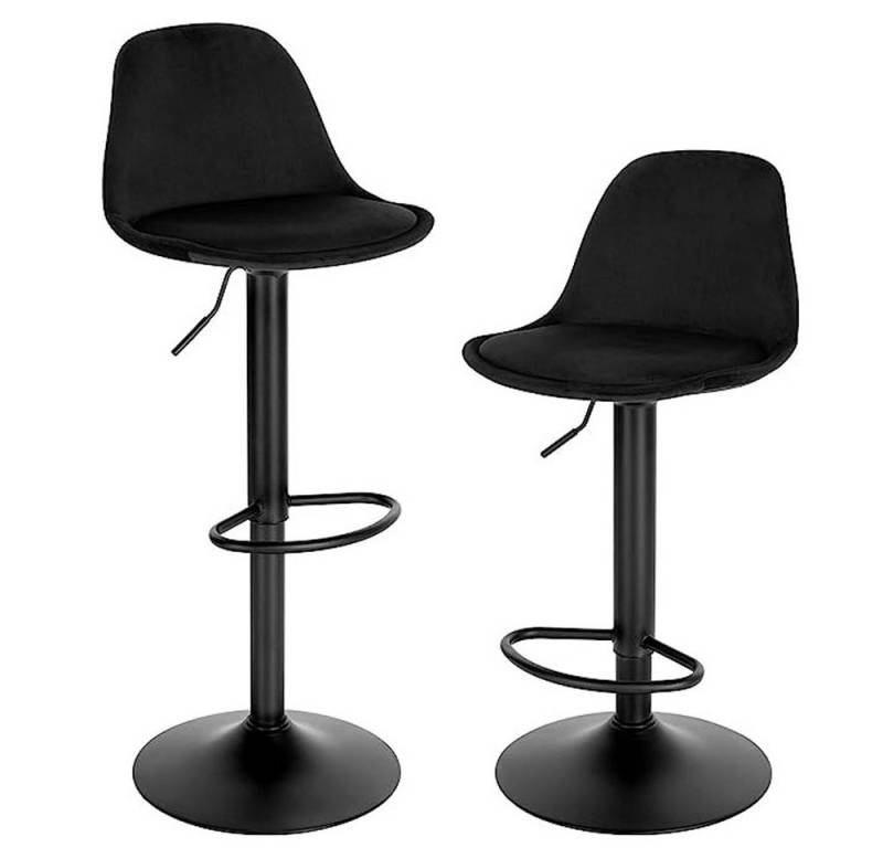 EUGAD Barhocker (2 St), höhenverstellbar Barstuhl mit Samtbezug, aus Metall von EUGAD