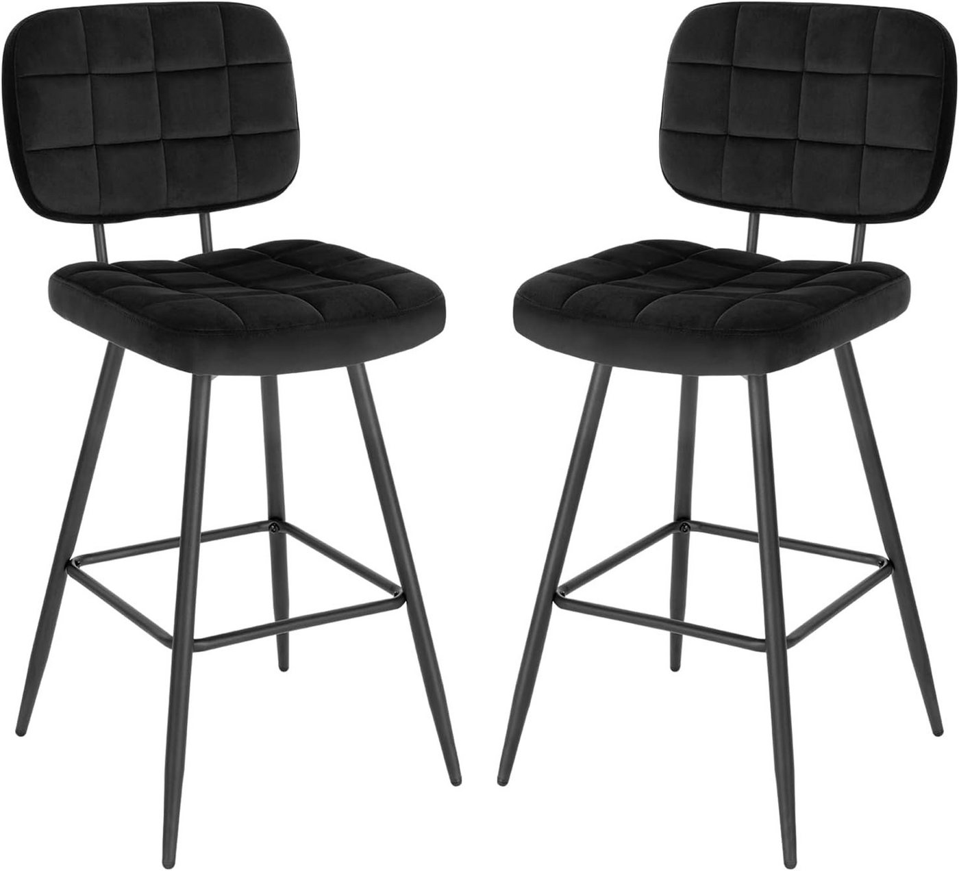 EUGAD Barhocker (2 St., 2er Set), Tresenhocker, Design Hocker, Fußstütze, aus Samt Metall von EUGAD