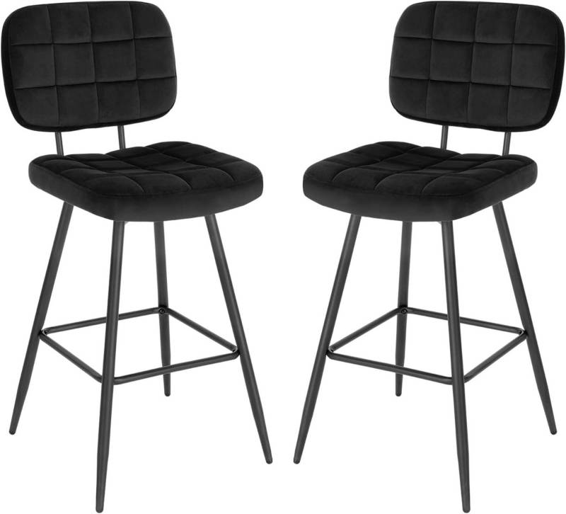 EUGAD Barhocker (2 St., 2er Set), Tresenhocker, Design Hocker, Fußstütze, aus Samt Metall von EUGAD