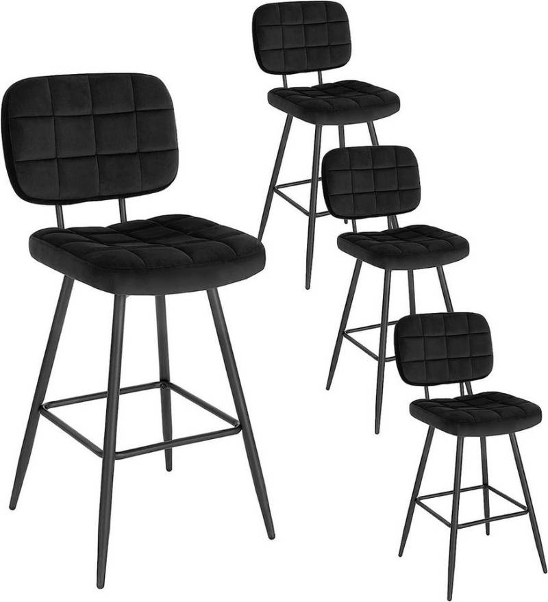 EUGAD Barhocker (4 St), Barstuhl, Küchenstuhl gut gepolstert, aus Samt Metall von EUGAD