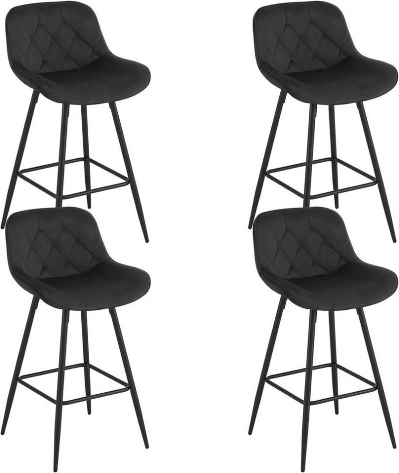 EUGAD Barhocker (4 St), Samt Barstühle, ergonomisch, mit Metallbeinen, Fußstütze von EUGAD