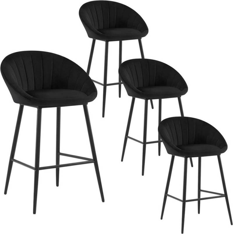 EUGAD Barhocker (4 St., 4er), gepolstert, Samt, mit Metallbeinen, Fußstütze von EUGAD
