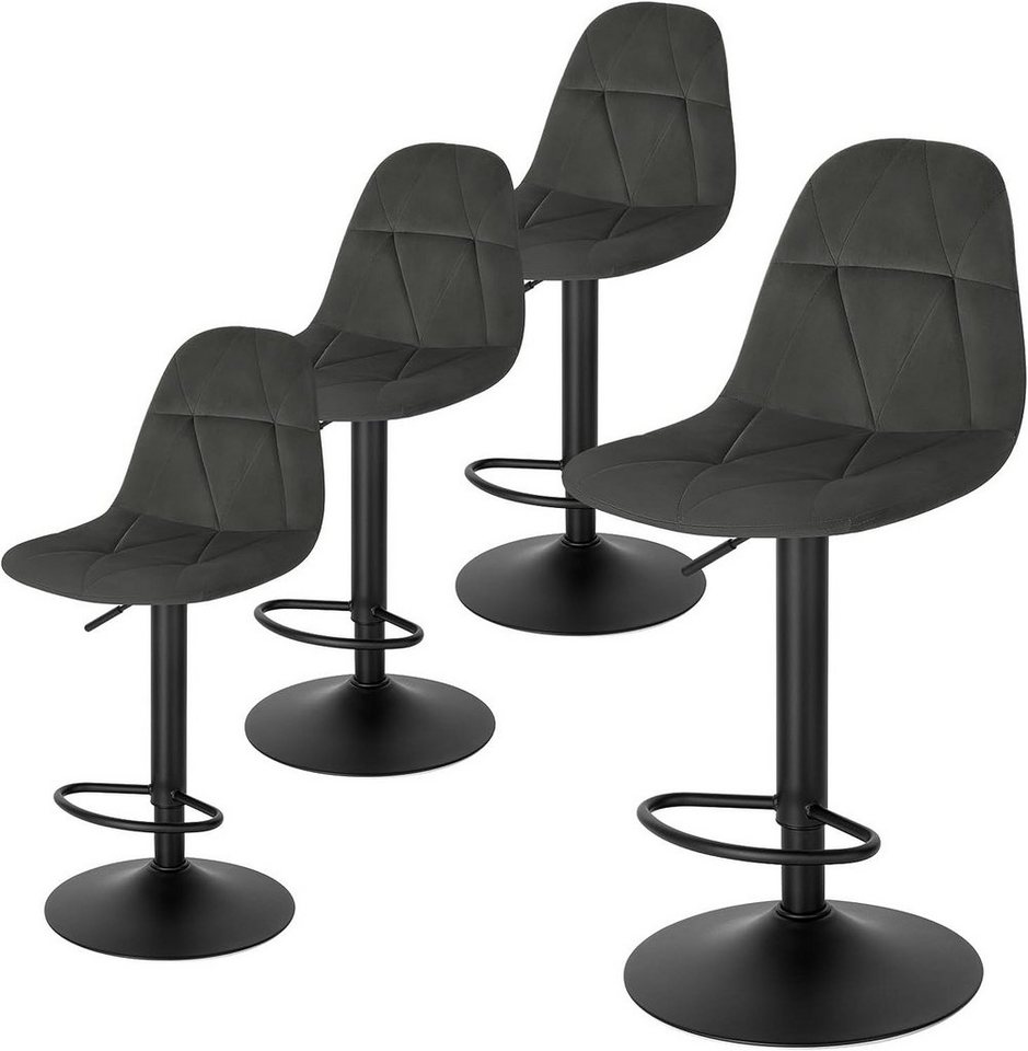 EUGAD Barhocker (4 St., 4er Set), Rückenlehne höhenverstellbar drehbar Samt von EUGAD