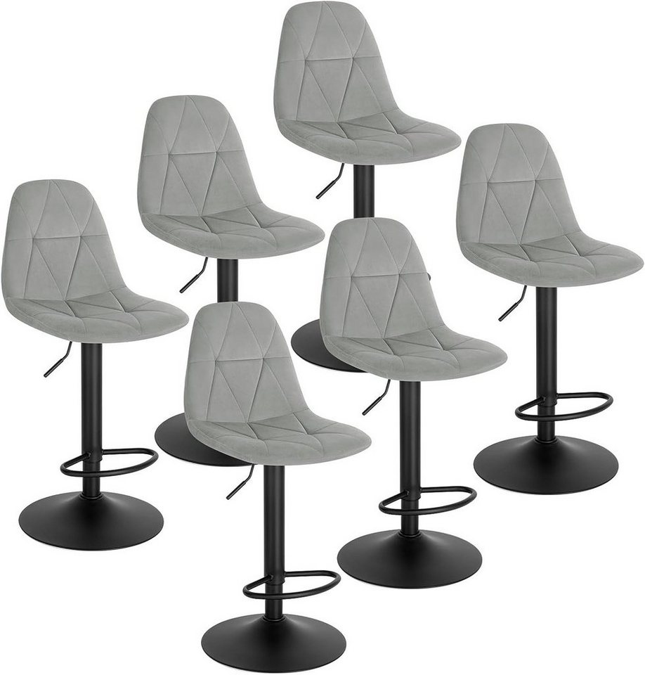 EUGAD Barhocker (6 St., Set), Samtbezug Rückenlehne höhenverstellbar drehbar von EUGAD