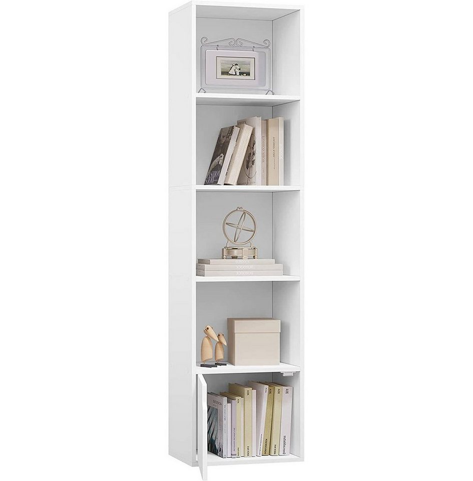 EUGAD Bücherregal, 1-tlg., mit 5 Fächern 1 Tür aus MDF, 34x132x24cm von EUGAD