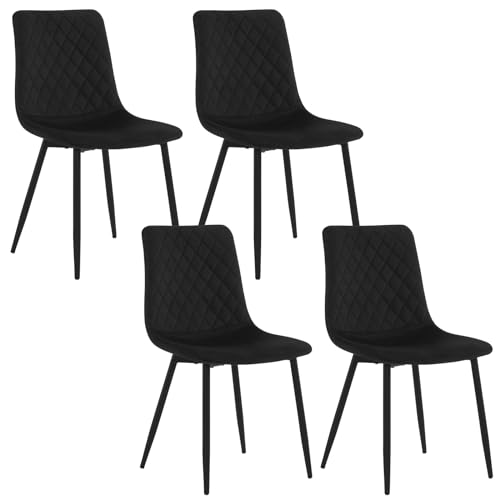 EUGAD Esszimmerstühle 4er Set, Küchenstuhl Wohnzimmerstuhl Schminkstuhl Polsterstuhl Akzentstuhl, mit Samtsitz Metallbeinen, 150 kg, für Esszimmer Küche Wohnzimmer Eingangsbereich, Schwarz von EUGAD