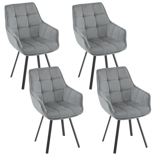 EUGAD Esszimmerstühle 4er Set drehbar, für Esszimmer Wohnzimmer, Bequeme Küchenstühle mit Armlehnen, Rückenlehne, Metallbeinen, modern, Dunkelgrau von EUGAD