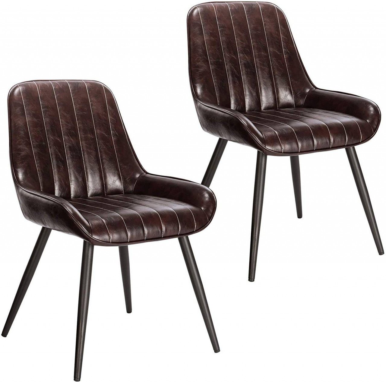 EUGAD Esszimmerstuhl (2 St), Retro, Sitzfläche PU Kunstleder mit Metallbeine von EUGAD