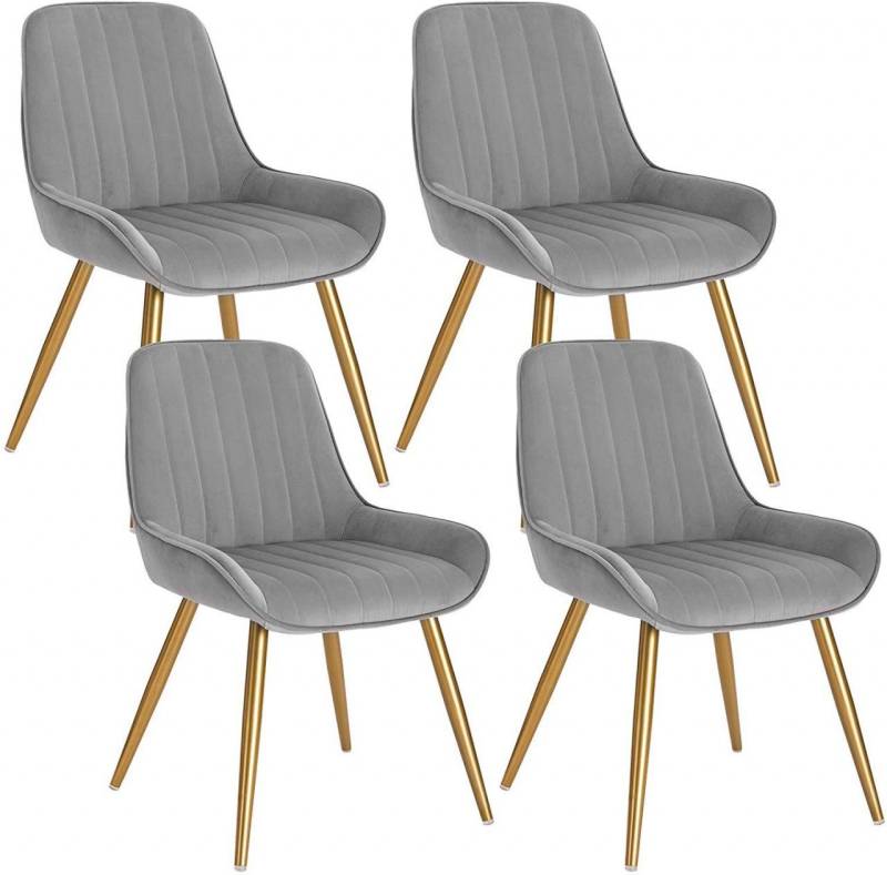 EUGAD Esszimmerstuhl (4 St), Retro, Sitzfläche aus Samt, mit Metallbeine von EUGAD