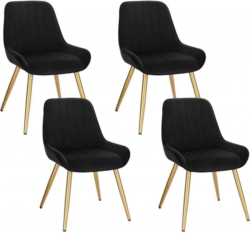 EUGAD Esszimmerstuhl (4 St), Retro, Sitzfläche aus Samt, mit Metallbeine von EUGAD