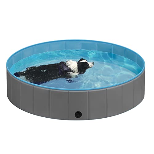 EUGAD Hundepool für große Hunde, faltbares Planschbecken, Hundebadewanne, Swimmingpool, 160x30cm Grau 0021GYYC von EUGAD