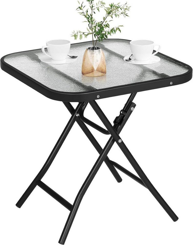 EUGAD Gartentisch (1-St), Beistelltisch klappbar, aus Glas&Metall, rechteckig von EUGAD