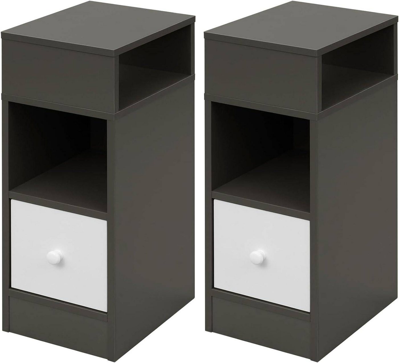 EUGAD Nachttisch (2-St), mit 2 offenen Ablagen 1 Schublade, Holzwerkstoff von EUGAD