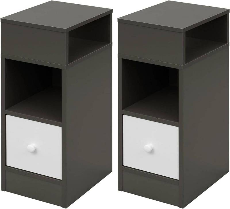 EUGAD Nachttisch (2-St), mit 2 offenen Ablagen 1 Schublade, Holzwerkstoff von EUGAD
